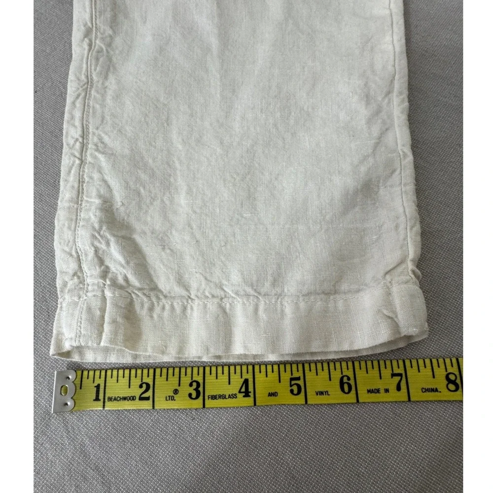 Peserico Linen Pants Side Buckles Mens 32 Cream
